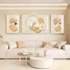 Pintura Decorativa para Sala de Estar de Luxo Leve Estilo Creme Parede de Fundo para Sofá Triptych Combinação de Pintura de Parede Arte de Parede de Alto Padrão Novo Chinês