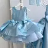 Vestido de noche para niñas transfronterizo, nuevo vestido de gala sin mangas con lentejuelas, traje de actuación de piano, vestido de princesa de pequeña anfitriona