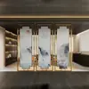 Comedor Minimalista Moderno Estilo Chino Nuevo Vestíbulo de Entrada Pared Divisoria de Rejilla Hueca para Sala de Estar