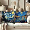 Funda de Almohada para Oficina Dormitorio, Funda de Almohada Azul Nuevo Pintura al Óleo Fuegos Artificiales en la Orilla Fogata, Amazon Tk Transfronterizo
