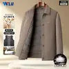 Abrigo de lana para hombre para otoño e invierno con forro extraíble, adecuado para padres de mediana edad y mayores, estilo de negocios, chaqueta de lana de doble cara con cuello de solapa