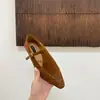 2026 Nuevos Zapatos Mary Jane de Otoño con Punta Fina, Planos, Hebilla Simple Versátil, Tacón Grueso, Estilo Retro Elegante