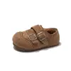 Zapatos de Cuero Birkenstock para Niñas Otoño/Invierno 2026 Nuevas Llegadas Zapatos Cálidos de Algodón Forrados de Felpa para Bebés Mocasines Antideslizantes para Niños Pequeños