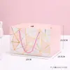 Caja para pastel de luna geométrica rosa con dorado 6 80g Caja para empaque de soufflé Festival de Medio Otoño caja de cartón para repostería nieve mei Niang