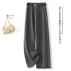 Terno casual versátil feito sob medida calça pantalona 2026 para mulheres, cintura alta elástica, design emagrecedor, caimento elegante, corte reto