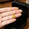 Nuevo Collar con Colgante Sólido Chapado en Oro de Estilo Chino Tradicional con el Carácter "" y Colgante de Candado de Paz, Cadena de Clavícula Moderna y Versátil