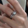 Anillo de perla Shijia de plata esterlina S925 con borde de circón de lujo ligero, anillo de dedo de temperamento de alta gama con apertura de anillo de dedo de comida