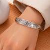 Estilo Étnico Retro Pulsera Abierta de Plata Antigua Pulsera de Moda de Lujo Ligero para Hombres y Mujeres Joyería de Mano con Patrón Grabado