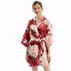 Vestido de novia tipo kimono tipo cárdigan de seda con imitación de peonía grande, estilo transfronterizo, para dama de honor y novia.
