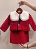 Doce e azedo inverno novos meninos e meninas coreano terno bebê natal série combinação lã terno tecer roupas infantis
