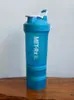 Vaso Mezclador Deportivo Portátil 500ml Fitness Batido de Leche Plástico Taza Gran Capacidad Tres Capas Mangos Olla con Compartimento para Polvo
