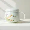 Taza de Té Cerámica con Filtro Dinastías Tang y Song, Taza de Té de Oficina de Alta Gama Pintada a Mano, Taza Personal con Separación de Té y Agua, Taza Grande