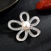 Broche Elegante de Lujo con Flor de Zircón Estilo Coreano Corsage para Mujer Alfiler Accesorios de Ropa Elegante Combinable Exquisito Alfiler de Botón