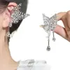 Novia Súper de Cuento de Hadas Hada Mariposa Fresca y Elegante Diamante Brillante Aretes de Clip Flor Perla Gota de Agua Borla Aretes de Clip de Boda