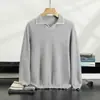 26 nuevo modelo suéter de cachemira con cuello de gaviota para hombre, tejido de punto estilo old money plano de 12 puntadas, suéter casual holgado con cuello de solapa, transfronterizo