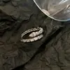 Anillo de Serpiente Chapado de Alta Gama con Diamantes Brillantes, Diseño Abierto, Anillo de Personalidad de Moda Minimalista, Directo del Fabricante