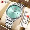 Reloj para Hombre Ofns con Correa de Acero, Calendario, Resistente al Agua, Reloj de Cuarzo para Mujer, Ligero, Luminoso, Reloj de Negocios Minimalista para Hombre