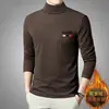 Camiseta de Manga Longa com Gola Alta Meia-Alta Masculina, Blusa Térmica Escovada, Roupa Íntima Térmica Dupla Face