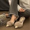 Ropa de Abrigo Coreana de Otoño con Tacón Alto, Zapatos Peludos 2024, Pantuflas Perezosas Nuevas de Punta Redonda, Zapatos de Tacón Alto con Punta Fina para Mujer