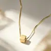 Colar Quadrado Pequeno Simples Tendência Coreana Aço Titânio Estilo Ins Leve Luxo Versátil Personalidade Temperamento Colar para Casal