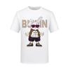 Camiseta de manga corta para hombre con estampado de diamantes de imitación de conejo maduro estable para hombre de verano de media manga de algodón mercerizado Ice Silk de alta calidad de gran tamaño