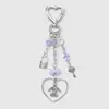Cadena de Garra con Perla de Imitación y Pedrería Corazón Hueco Estrella Candado Conejo Llavero DIY Colgante para Bolso
