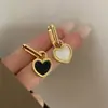 Pendientes de latón encantadores de doble cara en blanco y negro estilo retro francés estilo coreano pendientes de moda para el día a día pendientes exquisitos para mujer