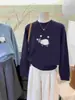 Suéter de Punto Suave Casual Holgado con Cuello Redondo, Jacquard de Dibujos Animados, Chic Juvenil, Nuevo para Primavera y Otoño 2026
