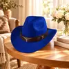 Sombrero de Copa Caliente de Amazon Estilo Étnico Etiqueta de Vaca Sombrero de Jazz Vaquero Occidental Sombrero de Montar Plegable Sombrero de Fieltro de Lana
