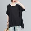 Top de Verão Soltinho para Mulheres Plus Size de 150kg, Blusa de Chiffon com Manga Curta Emagrecedora que Cobre a Barriga