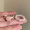 Anel Aberto de Pérola Rosa Francês para Mulheres, Anel Doce e Elegante para Dedo Indicador Empilhável, Anel de Alto Padrão de Nicho de Luxo Leve