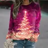 Sudadera de Manga Larga con Cuello Redondo para Mujer 2024, Moda, Estampado 3D, Top para Mujer, Transfronterizo, Estampado de Árbol de Navidad, Sudadera Casual