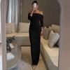 Ropa para Mujer Estilo Europeo y Americano 2025 Otoño Nuevo Top de Tubo Sexy Hombro Caído Cintura Fruncida Efecto Adelgazante Vestido para Cadera