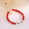 Nova Pulseira de Contas de Ágata Vermelha Estilo Chinês para Mulheres Nicho High-End Design Original Ágata Flor de Cerejeira Malaquita