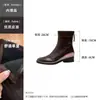 Botines Franceses de Cuadrado con Aumento de Altura de 9 cm para Mujer, Nuevo Estilo Otoño/Invierno 2026, Botines Elegantes y Simples Ajustados con Cremallera Trasera, Botas Martin