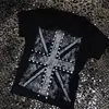 Camiseta de manga corta con cruz de strass estilo punk para mujer, top ajustado de moda urbana, nueva colección verano 2026