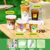Copos para Chá de Leite e Café para Uso em Barracas, Embalagens Descartáveis para Bebidas, Copos para Chá de Leite com Tampas, Copos de Plástico, Copos para Levar Sopa de Feijão Mungo