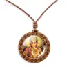 Collar de Dios Cabeza de Elefante Indio Colgante de Madera Vintage Joyería Ajustable Otoño e Invierno Collar Ganesha