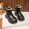 Botas para niña 2026 zapatos de princesa para bebé otoño e invierno nuevas botas de cuero botas cortas para niños con forro de felpa para abrigar Botas Martin