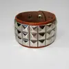 Moda Europea y Americana Punk Estilo Callejero Club Nocturno Pulsera Cuadrada con Remaches Pulsera de Cuero PU para Pareja Subcultura Accesorios de Pulsera Transfronterizo
