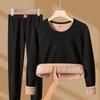 [Terciopelo de camello grueso] conjunto de ropa interior térmica de otoño e invierno de cuello medio alto para hombre y mujer, afelpado y grueso, resistente al frío, ropa de otoño, pantalones largos