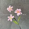 Nova Flor Artificial Impressa em 3D com 3 Cabeças de Lírio para Decoração de Paisagismo de Casamento, Adorno de Arranjo Floral e Flor Adereço de Estilo Pastoral