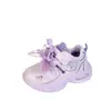 Tênis Feminino 2026 Primavera/Verão Novos Sapatos de Malha Infantis Estilo Coreano Moda Laço de Cadarço Tênis Pai