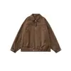Chaqueta de solapa de trabajo retro de alta gama para caballero, nuevo estilo otoño para hombre, abrigo casual holgado estructurado con patchwork