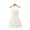 2026 Nuevo Vestido Corsé Francés Retro Dulce Floral Espina de Pez con Adorno de Encaje Mangas Abullonadas con Cuello Halter