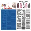 Placa de carimbo para nail art com padrões de renda, borboleta e florais, estilo francês, tamanho grande, placa de carimbo de silicone para transferência