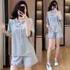 Conjunto Casual de Manga Curta da Moda para Mulheres, Novo Estilo de Verão, Conjunto de Moletom Soltinho com Capuz, Peça Dupla Versátil de Shorts