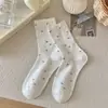 Calcetines de mujer estilo coreano para primavera y verano, finos, resistentes al olor, antibacterianos, dulces y suaves, lazo estilo japonés, estilo femenino, calcetines holgados para mujer