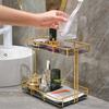 Estante de almacenamiento de cosméticos para tocador de lujo ligero baño superficie de lavabo de baño escritorio de lujo ligero almacenamiento de doble capa