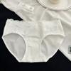 Estilo ballet de deseo puro ~ ropa interior de algodón puro dulce y juvenil para mujer con entrepierna extendida borde ancho cintura cómoda transpirable bragas